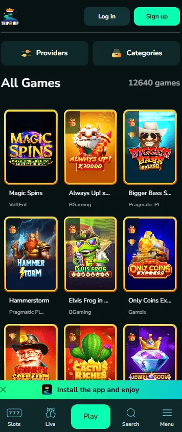 Trip2vip Casino welcome promotion details on mobile